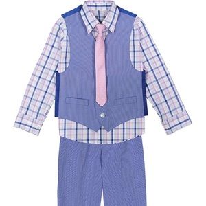 Van Heusen 2T Boys 4 Piece Formal Suit Set Vest Tie Collared Dress Shirt Pants